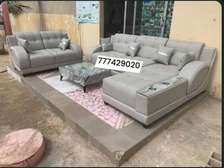 Salon Angle Semi Cuir Gris