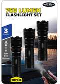 Ensemble de 3 lampes torches 750 lumens, portée 250m