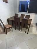 Ensemble table à manger bois massif 6 personnes marron