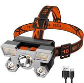 Lampe frontale LED rechargeable USB noire orange