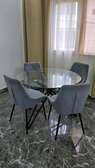 Table à manger moderne + 4 chaises design (verre trempé)