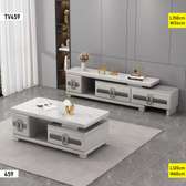 TV459+459 - ENSEMBLE MEUBLE TV ET TABLE BASSE GRIS ET BLANC