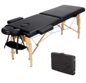 Table de massage pliante bois avec accessoires noirs