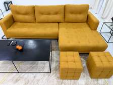 Canapé en L avec poufs