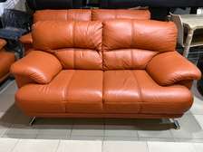 salon en cuir 6 places cognac pieds métalliques