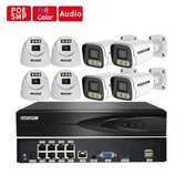 8 Caméras IP poe 5mp color vu + Nvr poe + disk