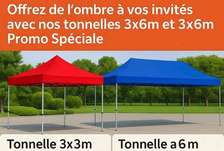 Bâche, tonnelle, chapiteau rouge et bleu