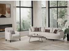 SALON TISSU 6 PLACES ANGLE CORA COULEUR  BEIGE