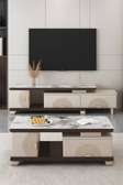 TABLE TELEVISEUR MARRON BEIGE 150X34 TV431 + TABLE BASSE