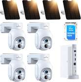 4 caméras de sécurité solaire WIFI + disque dur 500GB