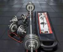 Ensemble d'haltères York 50 kg avec barre de connexion
