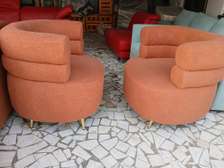 Fauteuils design orange tissu doux lot de 2