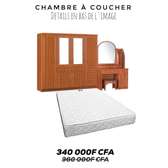 Coiffeuse bois marron 1 miroir 2 tiroirs avec tabouret