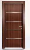 Porte bois moderne avec inserts métalliques teinte foncée