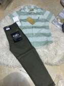 Zara ensemble enfant 7 ans pantalon kaki chemise rayée
