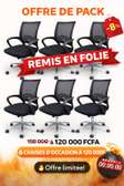 Pack 6 chaises bureau ergonomiques noires pivotantes
