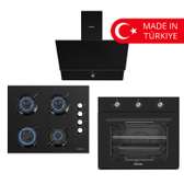 Kumtel set encastrable: hotte + plaque + four électrique