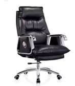 Fauteuil bureau cuir noir ergonomique réglable métal