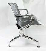 Banc 3 places métal gris argenté design moderne