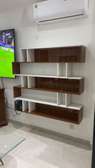 Étagère murale design blanc marron laqué 4 compartiments