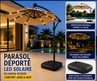Parasol déporté LED solaire éclairage intégré