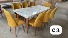 TABLE A MANGER 8 PLACES 180X80 BOIS BLANC DOREE C3