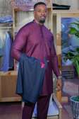 Ensemble traditionnel homme bordeaux noir coupe moderne