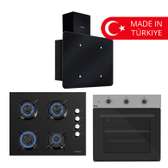 Kumtel set encastrable: hotte + plaque + four électrique