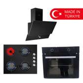 Kumtel set encastrable: hotte + plaque + four électrique