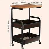 Chariot de service 2 étagères bois 77cm