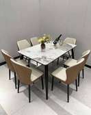 Ensemble table à manger 6 chaises effet marbre métal