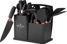 Chefings set ustensiles silicone noir avec support