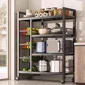 Étagère mobile 4 niveaux métal avec roulettes cuisine