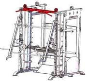 Station musculation multifonctions acier gris et rouge