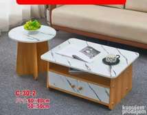 Table basse duo effet marbre 60x80 cm avec tiroir bois