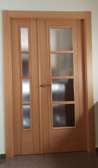 Porte double bois massif vitrages dépoli naturel