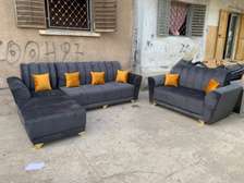 Salon Angle velours gris