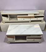 Ensemble meuble TV et table basse effet marbre moderne