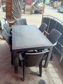 Ensemble table et 6 chaises résine tressée gris
