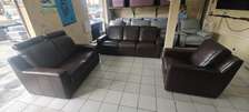 SALON EN CUIR MARRON