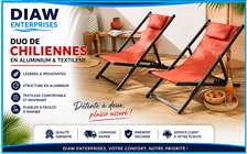 Duo de Chiliennes en Aluminium et Textilène