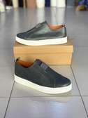 Chaussures en cuir avec semelle épaisse sans lacets