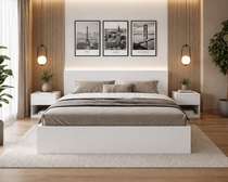 LIT 160X190 CM BLANC LITB002 + CHEVET
