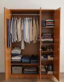 Armoire 2 portes miroir bois noyer 3 tiroirs compacte