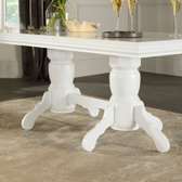 Table extensible blanche bois pied central sculpté
