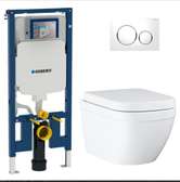 Geberit WC suspendu blanc avec bâti-support et double touche