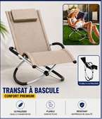 Transat à bascule pliable ultra-léger beige extérieur