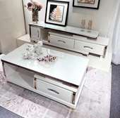 Ensemble Meuble TV et table basse effet marbre blanc