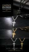 Chaîne croix homme noir mat, Argent,  Or luxe