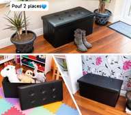 Pouf de rangement 2 places cuir